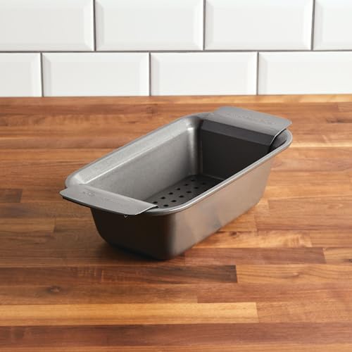 Rachael Ray Bakeware Meatloaf/Nonstick Baking Loaf Pan with Insert, 9 Inch x 5 Inch, Gray - My Kitchen Products