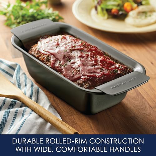 Rachael Ray Bakeware Meatloaf/Nonstick Baking Loaf Pan with Insert, 9 Inch x 5 Inch, Gray - My Kitchen Products
