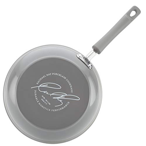 Rachael Ray Brights Nonstick Cookware Pots and Pans Set, 14 Piece, Sea Salt Gray - My Kitchen Products