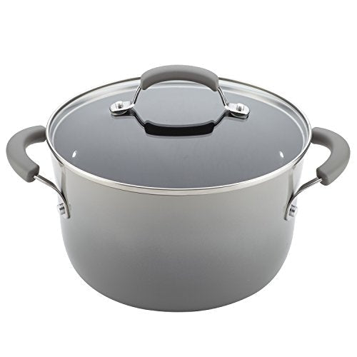 Rachael Ray Brights Nonstick Cookware Pots and Pans Set, 14 Piece, Sea Salt Gray - My Kitchen Products