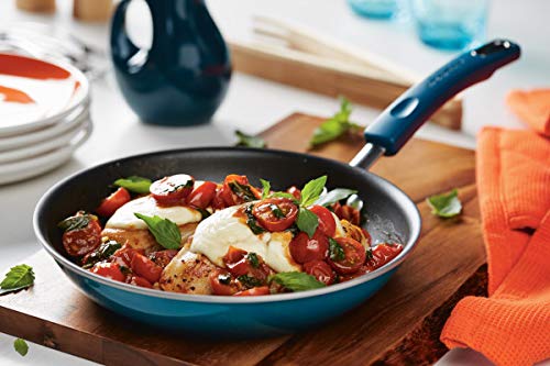 Rachael Ray Brights Nonstick Cookware Set / Pots and Pans Set - 14 Piece, Marine Blue - My Kitchen Products