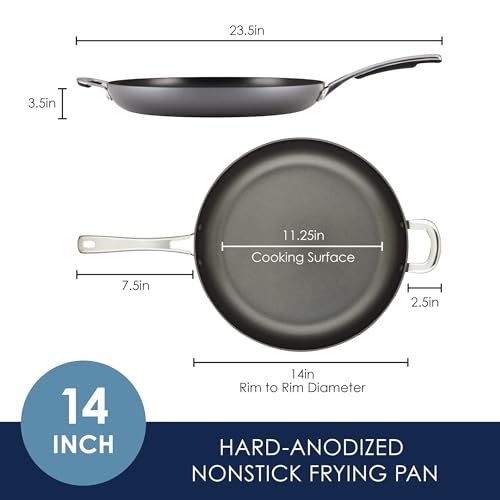 Rachael Ray Cook + Create Hard Anodized Nonstick Frying Pan/Skillet with Helper Handle, 14 Inch - Black - My Kitchen Products