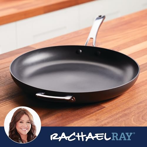 Rachael Ray Cook + Create Hard Anodized Nonstick Frying Pan/Skillet with Helper Handle, 14 Inch - Black - My Kitchen Products