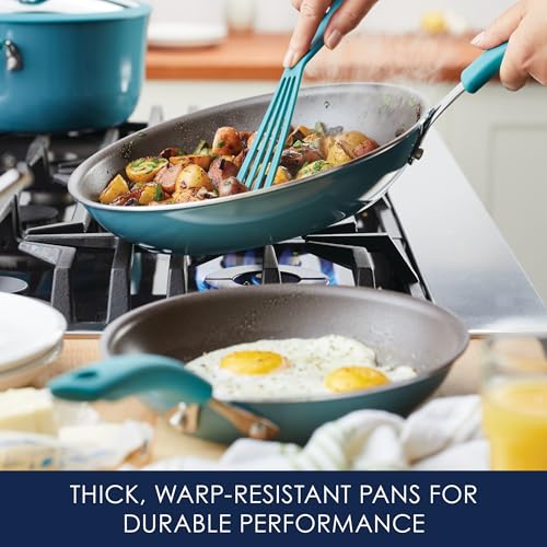 Rachael Ray Cook + Create Nonstick Frying Pans/Skillet Set, 9.5 Inch and 11.75 Inch, Agave Blue - My Kitchen Products