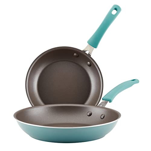 Rachael Ray Cook + Create Nonstick Frying Pans/Skillet Set, 9.5 Inch and 11.75 Inch, Agave Blue - My Kitchen Products