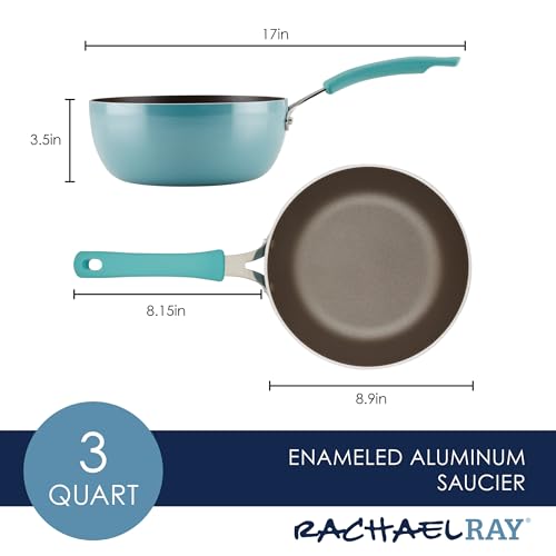 Rachael Ray Cook + Create Nonstick Saucier Pan/Saucepan, 3 Quart, Agave Blue - My Kitchen Products