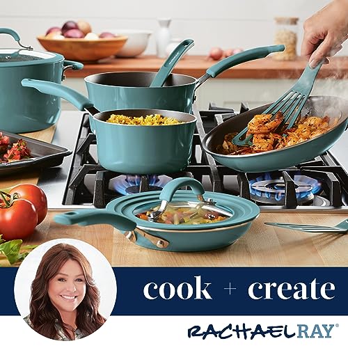 Rachael Ray Cook + Create Nonstick Saucier Pan/Saucepan, 3 Quart, Agave Blue - My Kitchen Products