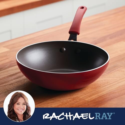 Rachael Ray Cook + Create Nonstick Stir Fry Pan/Wok, 10.5 Inch, Red - My Kitchen Products