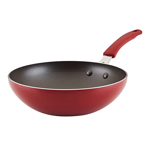 Rachael Ray Cook + Create Nonstick Stir Fry Pan/Wok, 10.5 Inch, Red - My Kitchen Products
