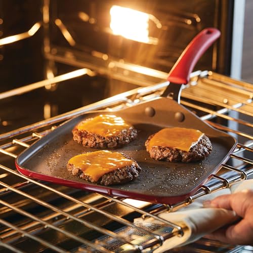 Rachael Ray Cook + Create Nonstick Stovetop Griddle/Grill Pan, Square, 11 Inch, Red - My Kitchen Products