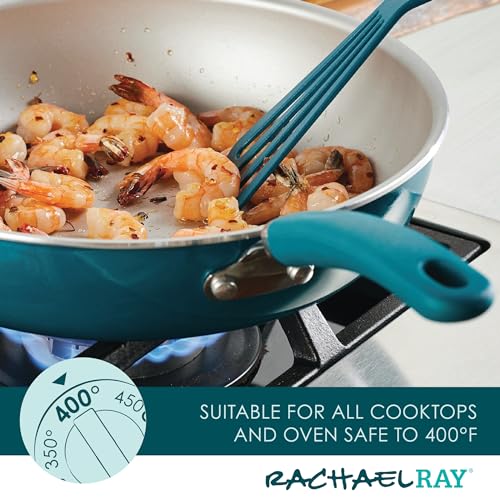 Rachael Ray Create Delicious Deep Nonstick Frying Pan / Fry Pan / Skillet - 12.5 Inch, Blue - My Kitchen Products