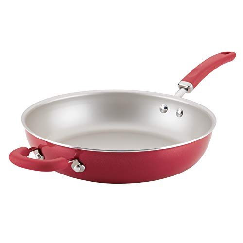 Rachael Ray Create Delicious Deep Nonstick Frying Pan / Fry Pan / Skillet - 12.5 Inch, Red - My Kitchen Products