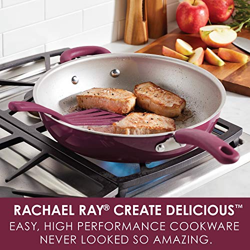 Rachael Ray Create Delicious Deep Nonstick Frying Pan / Fry Pan / Skillet - 12.5 Inch, Red - My Kitchen Products