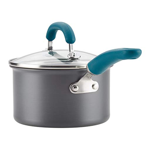 Rachael Ray Create Delicious Hard Anodized Nonstick Cookware Pots and Pans Set, 11 Piece, Gray with Teal Handles - My Kitchen Products