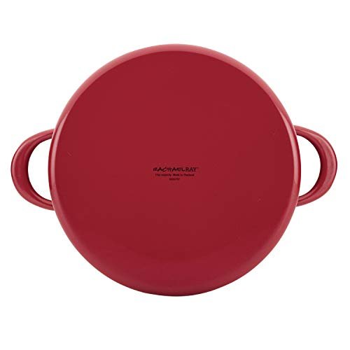 Rachael Ray Create Delicious Large Enamel on Steel Induction 12 Qt Stock Pot with Lid, Red Shimmer - My Kitchen Products