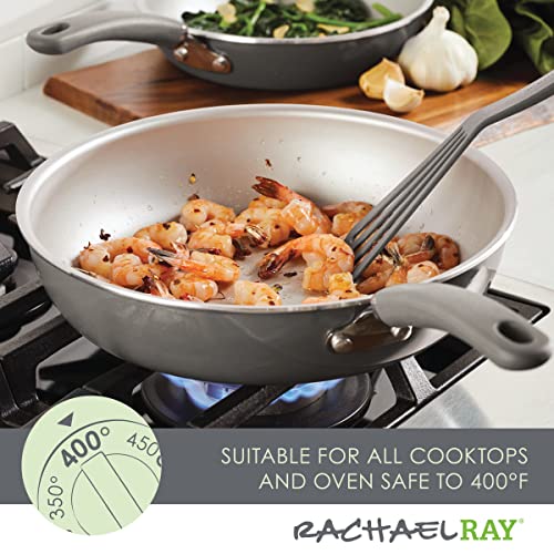 Rachael Ray Create Delicious Nonstick Cookware Induction Pots and Pans Set, 13 Piece - Gray Shimmer - My Kitchen Products