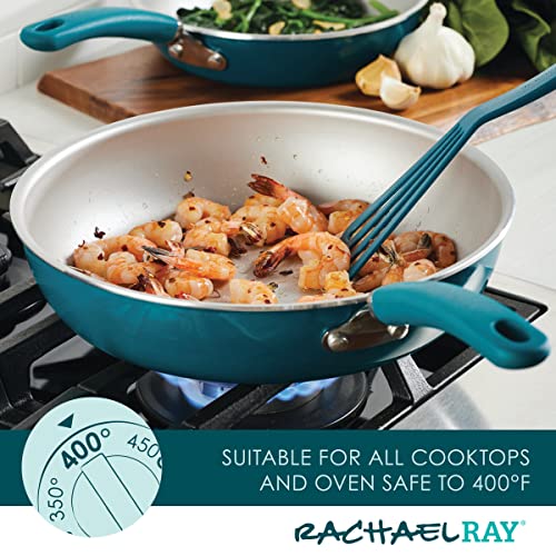 Rachael Ray Create Delicious Nonstick Cookware Induction Pots and Pans Set, 13 Piece - Teal Shimmer - My Kitchen Products