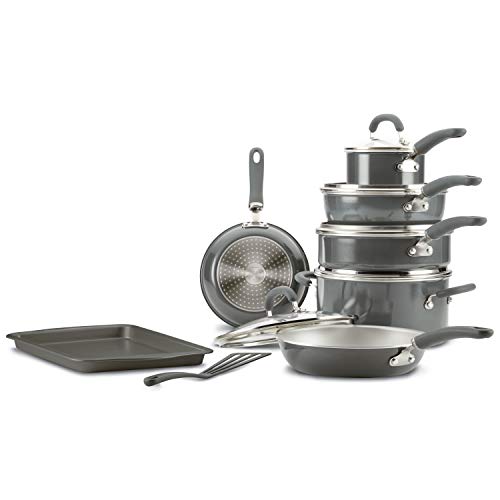 Rachael Ray Create Delicious Nonstick Cookware Pots and Pans Set, 13 Piece, Gray Shimmer - My Kitchen Products