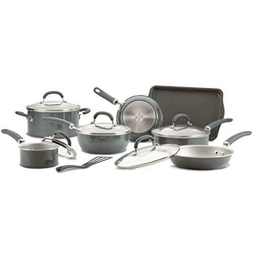 Rachael Ray Create Delicious Nonstick Cookware Pots and Pans Set, 13 Piece, Gray Shimmer - My Kitchen Products