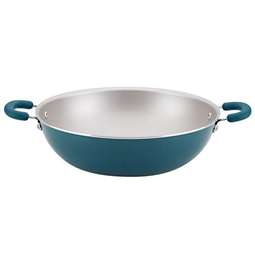 Rachael Ray Create Delicious Nonstick Wok/Stir Fry Pan/Wok Pan - 14.25 Inch, Teal Blue Shimmer - My Kitchen Products