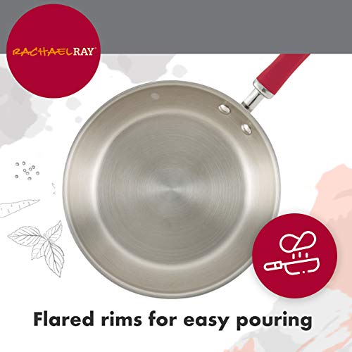 Rachael Ray Create Delicious Stainless Steel Cookware Set, 10-Piece Pots and Pans Set, Stainless Steel with Red Handles - My Kitchen Products