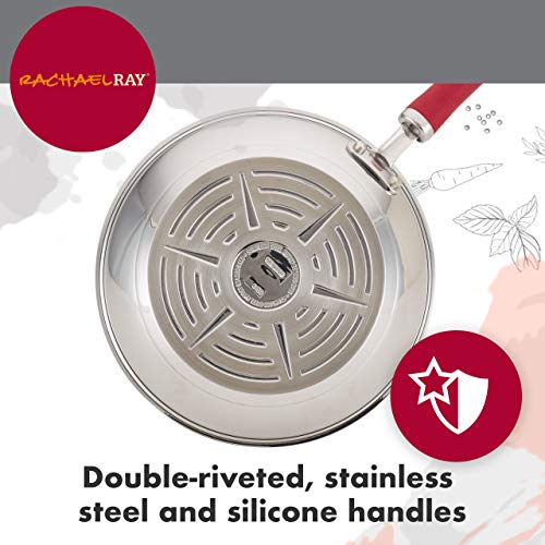 Rachael Ray Create Delicious Stainless Steel Cookware Set, 10-Piece Pots and Pans Set, Stainless Steel with Red Handles - My Kitchen Products
