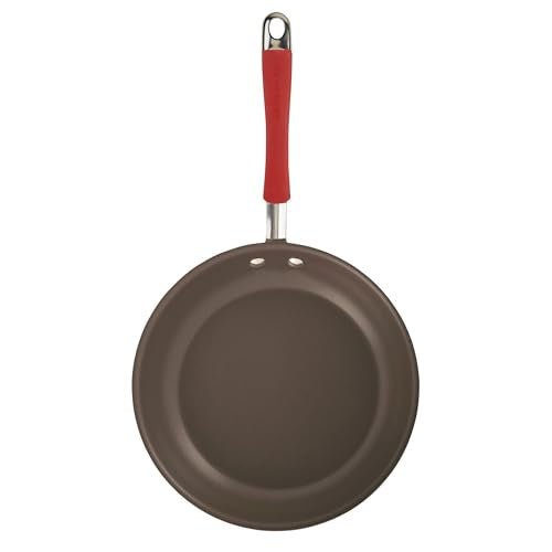 Rachael Ray Cucina Dishwasher-Safe Hard-Anodized Pots and Pans Set Non Stick Cookware, 12-Piece, Gray with Red Handles - My Kitchen Products