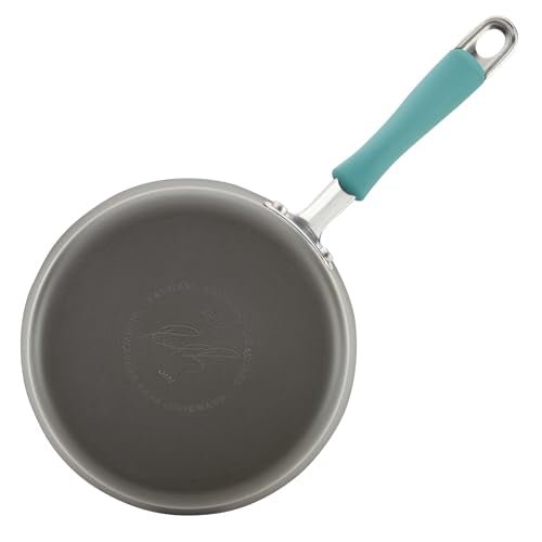 Rachael Ray Cucina Hard Anodized Nonstick Sauce Pan/Saucepan with Lid, 3 Quart, Blue - My Kitchen Products