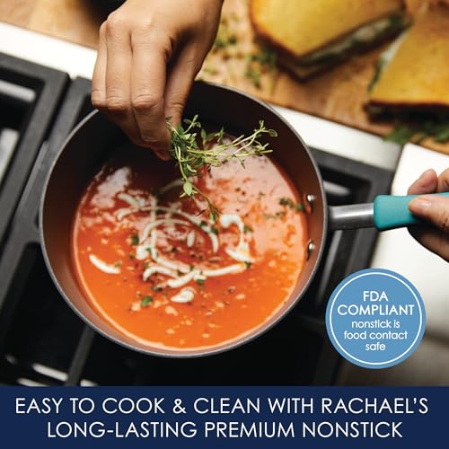 Rachael Ray Cucina Hard Anodized Nonstick Sauce Pan/Saucepan with Lid, 3 Quart, Blue - My Kitchen Products