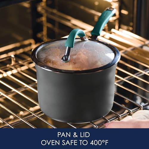 Rachael Ray Cucina Hard Anodized Nonstick Sauce Pan/Saucepan with Lid, 3 Quart, Blue - My Kitchen Products