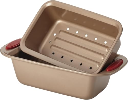Rachael Ray Cucina Nonstick Bakeware Baking Pans Set, Latte Brown and Cranberry Red, Baking Dishes, 10-Piece - My Kitchen Products