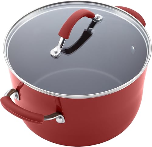 Rachael Ray Cucina Nonstick Cookware, Cranberry Red Pots and Pans Set, 12-Piece - My Kitchen Products
