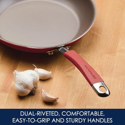 Rachael Ray Cucina Nonstick Cookware, Cranberry Red Pots and Pans Set, 12-Piece - My Kitchen Products