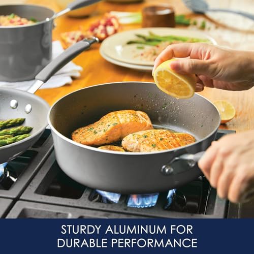 Rachael Ray Cucina Nonstick Cookware, Sea Salt Gray Pots and Pans Set, 12-Piece - My Kitchen Products
