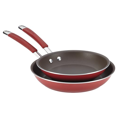 Rachael Ray Cucina Nonstick Frying Pan Set / Fry Pan Set / Skillet Set - 9.25 and 11 Inch, Cranberry Red - My Kitchen Products