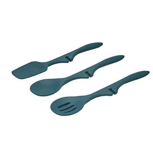 Rachael Ray Kitchen Tools and Gadgets Nonstick Utensils/Lazy Spoonula, Solid and Slotted Spoon, 3 Piece, Marine Blue - My Kitchen Products