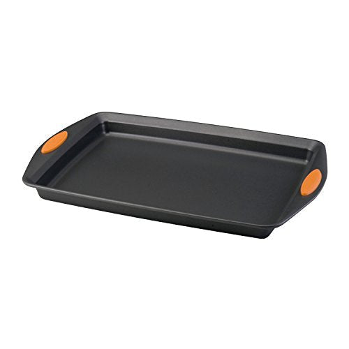 Rachael Ray Nonstick Bakeware with Grips, Nonstick Cookie Sheet / Baking Sheet - 10 Inch x 15 Inch, Gray with Orange Grips - My Kitchen Products