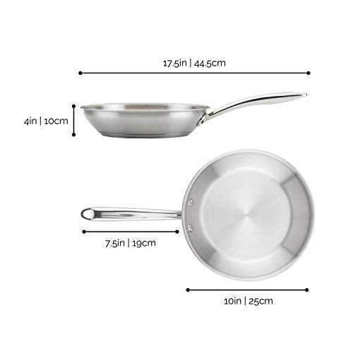 Rachael Ray Professional Stainless Steel, Compatible with All Cooktops, Induction Ready, Dishwasher and Metal Utensil Safe, 10-Inch Frying Pan - My Kitchen Products