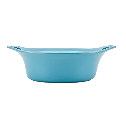 Rachael Ray Solid Glaze Ceramics Casserole Bakeware/Baker Set with Shared Lid, 3 Piece, Agave Blue - My Kitchen Products