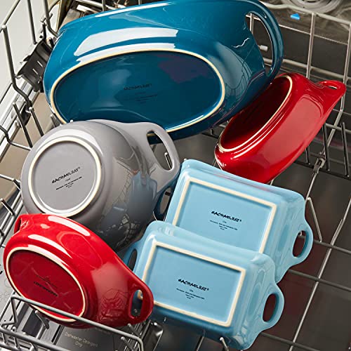 Rachael Ray Solid Glaze Ceramics Casserole Bakeware/Baker Set with Shared Lid, 3 Piece, Agave Blue - My Kitchen Products