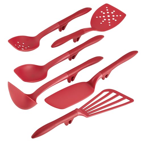 Rachael Ray Tools and Gadgets Lazy Tools Nonstick Kitchen/Cooking Utensil Set, 6 Piece - Red - My Kitchen Products