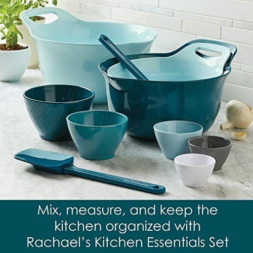 Rachael Ray Tools and Gadgets Mix and Measure Cooking / Baking Prep Set with Mixing Bowls, Measuring Cups, and Tools - 10 Piece, Light Blue and Teal - My Kitchen Products