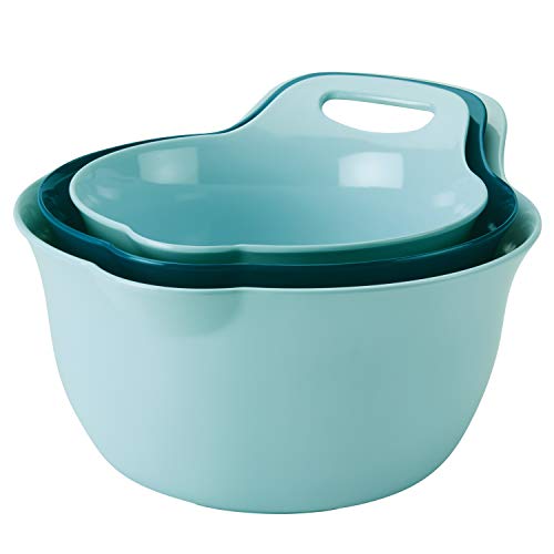 Rachael Ray Tools and Gadgets Mix and Measure Cooking / Baking Prep Set with Mixing Bowls, Measuring Cups, and Tools - 10 Piece, Light Blue and Teal - My Kitchen Products