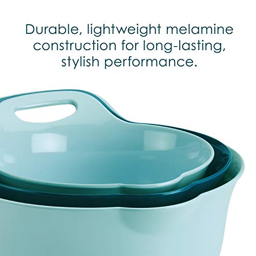 Rachael Ray Tools and Gadgets Mix and Measure Cooking / Baking Prep Set with Mixing Bowls, Measuring Cups, and Tools - 10 Piece, Light Blue and Teal - My Kitchen Products