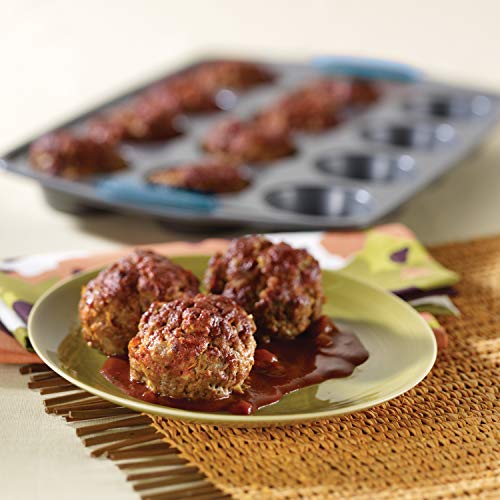 Rachael Ray Yum -o! Nonstick Bakeware 12-Cup Muffin Tin With Grips / Nonstick Cupcake Tin With Grips - 12 Cup, Gray - My Kitchen Products