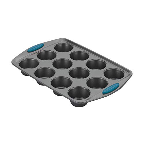 Rachael Ray Yum -o! Nonstick Bakeware 12-Cup Muffin Tin With Grips / Nonstick Cupcake Tin With Grips - 12 Cup, Gray - My Kitchen Products