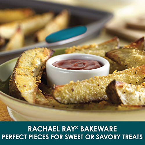 Rachael Ray Yum-o! Nonstick Bakeware Oven Lovin' Baking Pans Set, 10-Piece, Gray and Marine Blue - My Kitchen Products