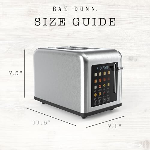 Rae Dunn 2 Slice Smart Toaster, Digital Display, Wide Slots, 8 Browning Levels, 6 Bread Types, 4 Functions (Defrost, Reheat, Cancel, Add Time), 825W Digital Stainless Steel - My Kitchen Products