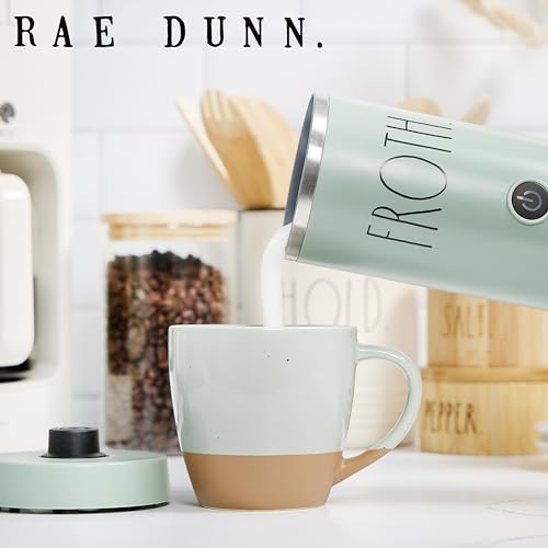 Rae Dunn Electric Milk Frother Steamer -Stylish Automatic Milk Steamer and Frother, Milk Warmer, Hot and Cold Foam Maker for Coffee, Latte, Cappuccino, Macchiato - 550 Watt (Sage) - My Kitchen Products