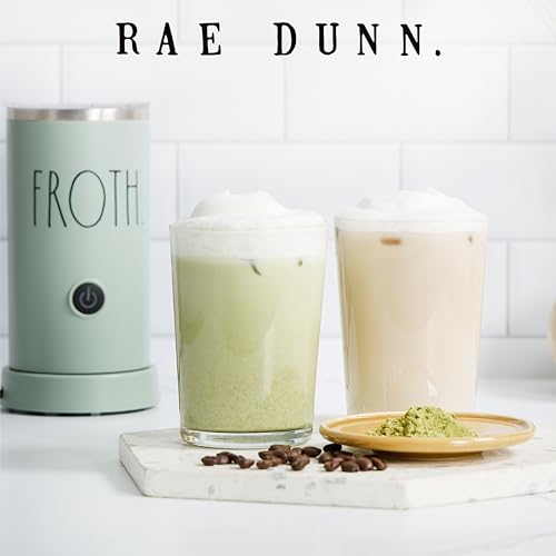 Rae Dunn Electric Milk Frother Steamer -Stylish Automatic Milk Steamer and Frother, Milk Warmer, Hot and Cold Foam Maker for Coffee, Latte, Cappuccino, Macchiato - 550 Watt (Sage) - My Kitchen Products